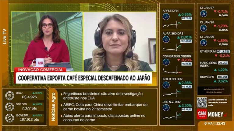 Expocacer é destaque na CNN Brasil com exportação inédita de café especial descafeinado